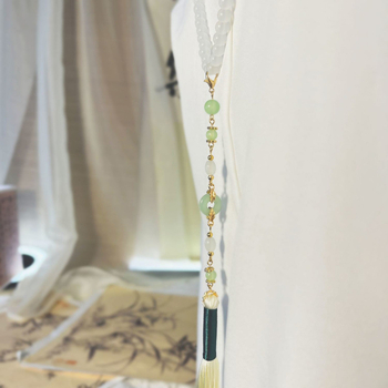 Огърлица с Liuli висулка, кръстосан синджир, многослоен дизайн, дължина 81 см и повече, модерен минималистичен стил