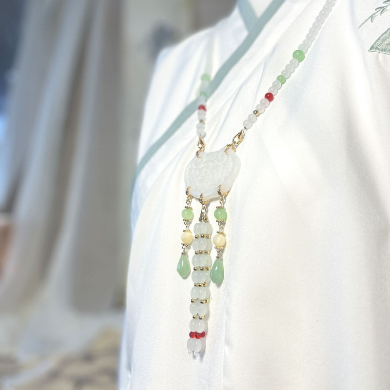Огърлица с Liuli висулка, кръстосан синджир, многослоен дизайн, дължина 81 см и повече, модерен минималистичен стил