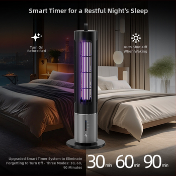 Lampa proti komárom s elektrickým šokom, LED osvetlenie, vstavaná batéria 1001–1600 mAh, výdrž 3–6 h, pokrytie 21–30 m²