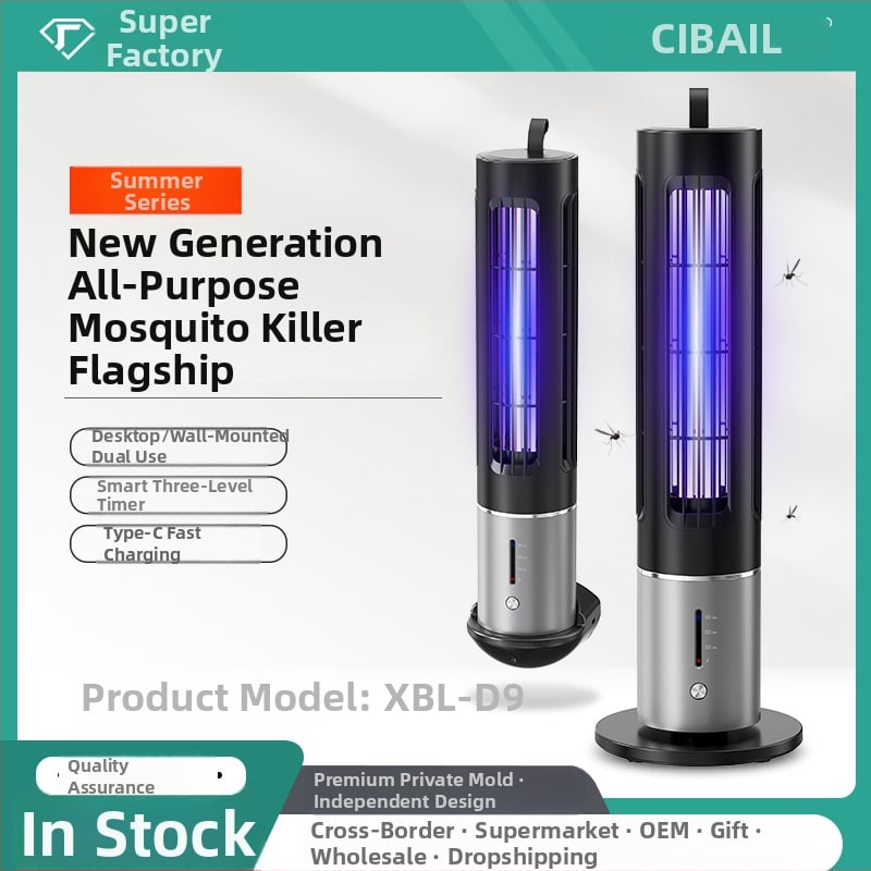 Lampa proti komárom s elektrickým šokom, LED osvetlenie, vstavaná batéria 1001–1600 mAh, výdrž 3–6 h, pokrytie 21–30 m²