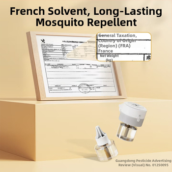 Parfümmentes szúnyogriasztó folyadék készlet, 3 üveg és 1 készülék, 165 éjszakás lefedettség