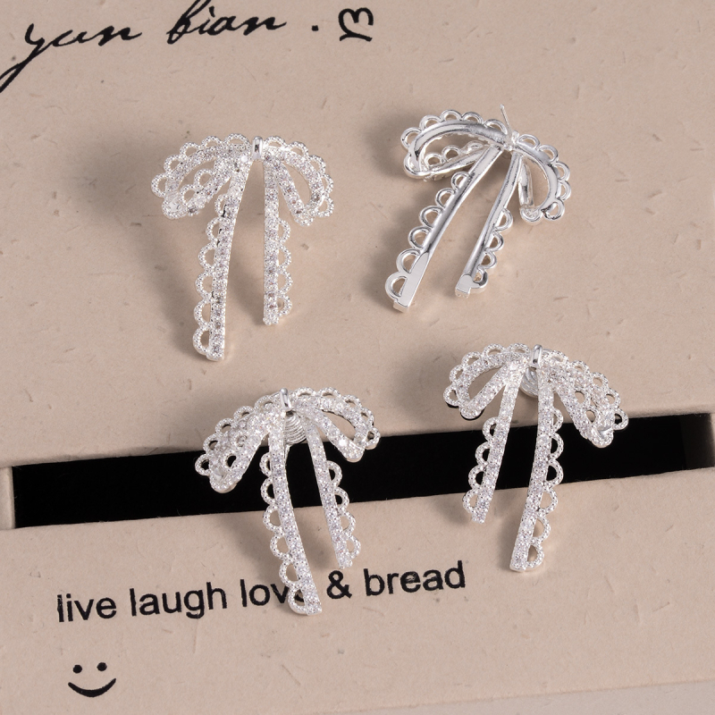 Медни обици клипчета за уши във формата на лък, за жени, електроплатени, Mosquito Coil стил, свежи и сладки