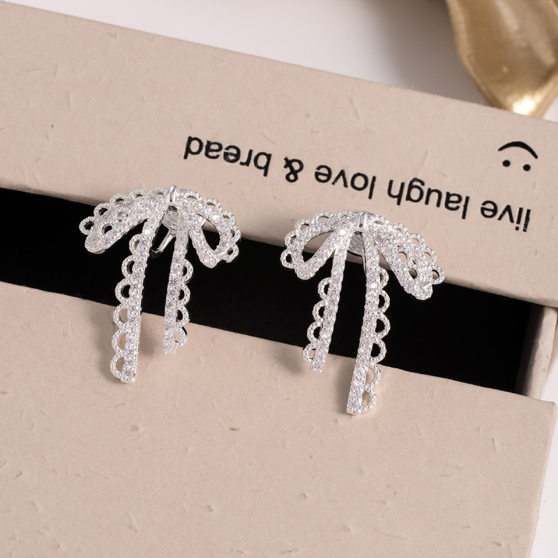 Медни обици клипчета за уши във формата на лък, за жени, електроплатени, Mosquito Coil стил, свежи и сладки