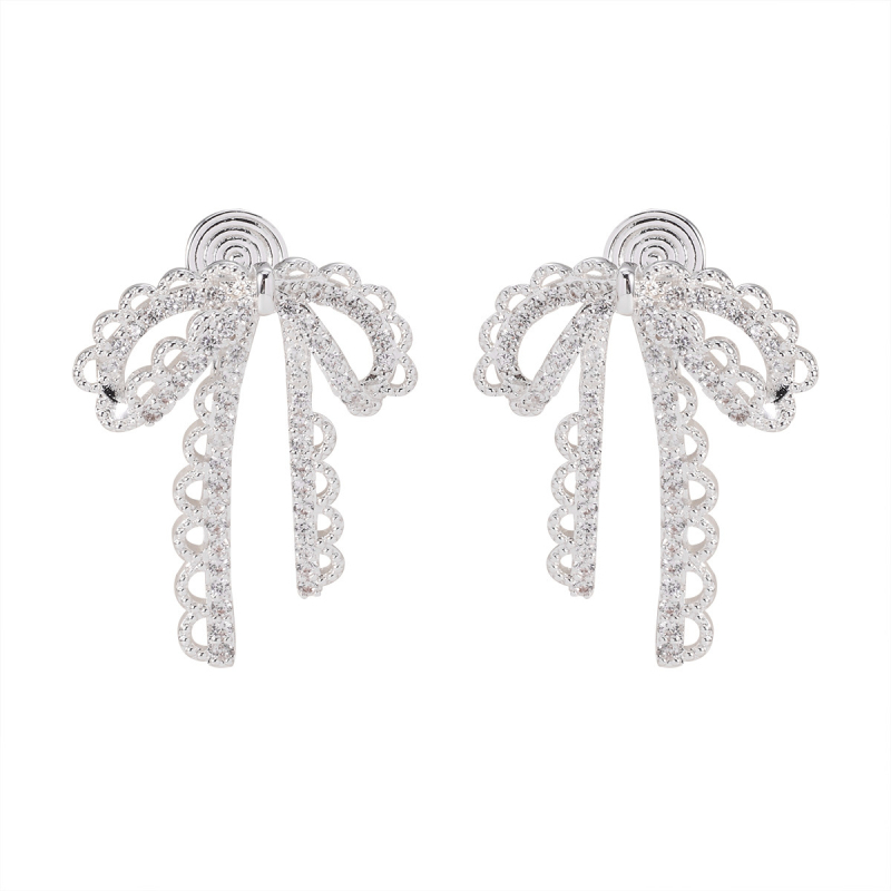 Медни обици клипчета за уши във формата на лък, за жени, електроплатени, Mosquito Coil стил, свежи и сладки