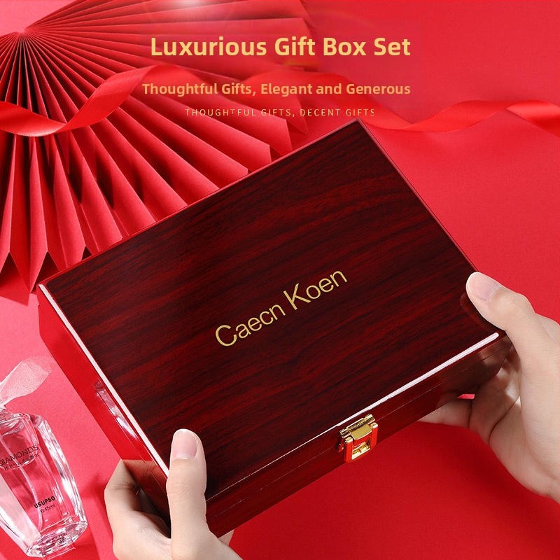 Pánske darčekové s boxom: kožená peňaženka a opasok s automatickou prackou — prvá vrstva hovädzej kože, pracka z zliatiny, obchodný štýl