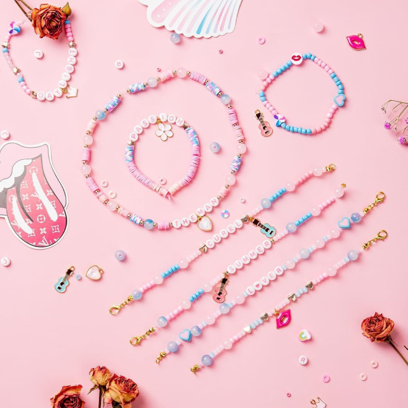 DIY komplet za nakit s akrilnim okruglim perlama, tehnika rezanja, sladak stil, od Yuye Jewelry