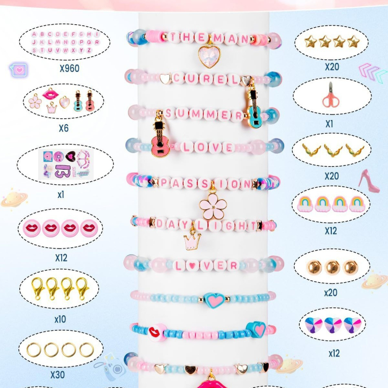 DIY komplet za nakit s akrilnim okruglim perlama, tehnika rezanja, sladak stil, od Yuye Jewelry