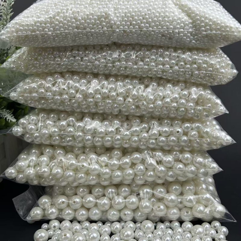 DIY nakit: visoko sjajne ABS imitacijske perle za perle, perle s ravnim otvorom i poluotvorenim otvorom, realistične umjetne perle, labave perle po težini