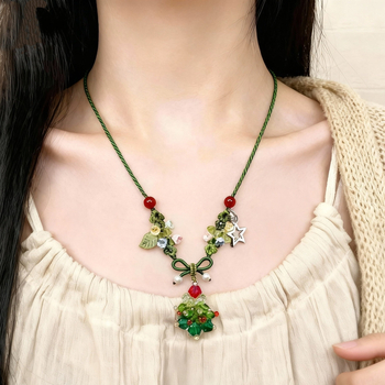 Колие – Геометрична висулка, алуминиева верига, акрилна висулка, редовна верига, прецизна изработка, Зима 2025, Нов китайски стил