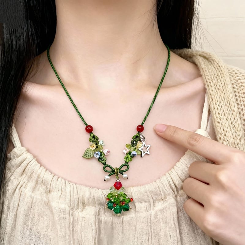 Колие – Геометрична висулка, алуминиева верига, акрилна висулка, редовна верига, прецизна изработка, Зима 2025, Нов китайски стил