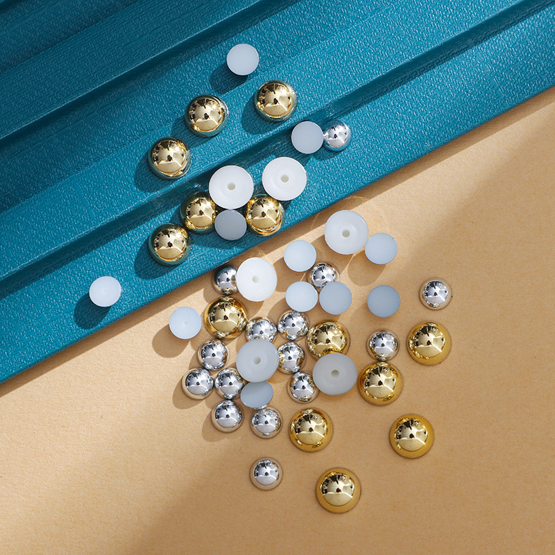 Accesorii DIY pentru bijuterii - patch-uri semisferice pentru haine cu mărgele răspândite, placare electroplată (Material: plastic/ rășină; Proces: electroplacare; Stil: natural; Model: nobil; Categoria: patch-uri pentru haine)