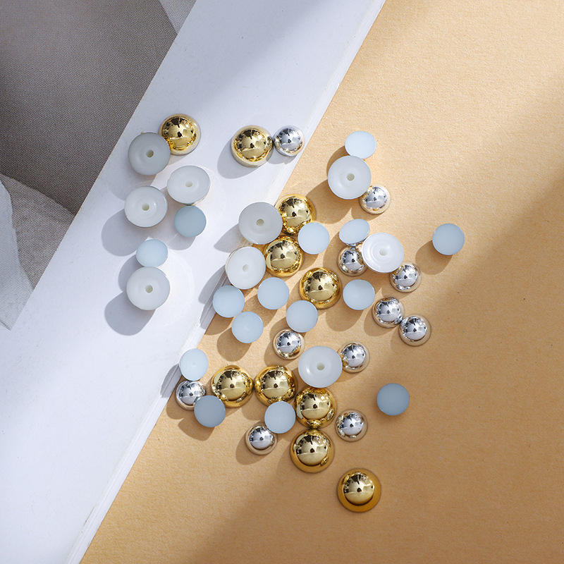 Accesorii DIY pentru bijuterii - patch-uri semisferice pentru haine cu mărgele răspândite, placare electroplată (Material: plastic/ rășină; Proces: electroplacare; Stil: natural; Model: nobil; Categoria: patch-uri pentru haine)