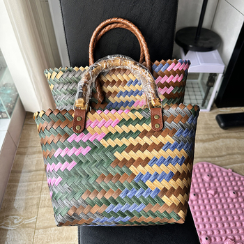 SCAESA Geantă Tote din paie, împletită, pentru utilizare zilnică – lansare primăvara 2024