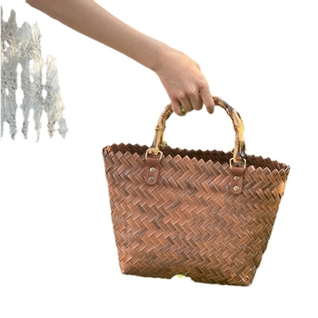 SCAESA Geantă Tote din paie, împletită, pentru utilizare zilnică – lansare primăvara 2024