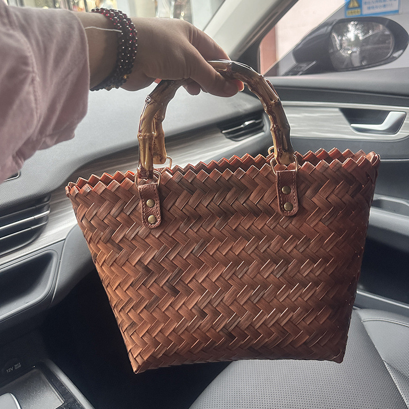 SCAESA Geantă Tote din paie, împletită, pentru utilizare zilnică – lansare primăvara 2024