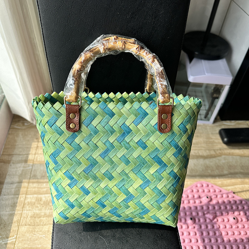 SCAESA Geantă Tote din paie, împletită, pentru utilizare zilnică – lansare primăvara 2024