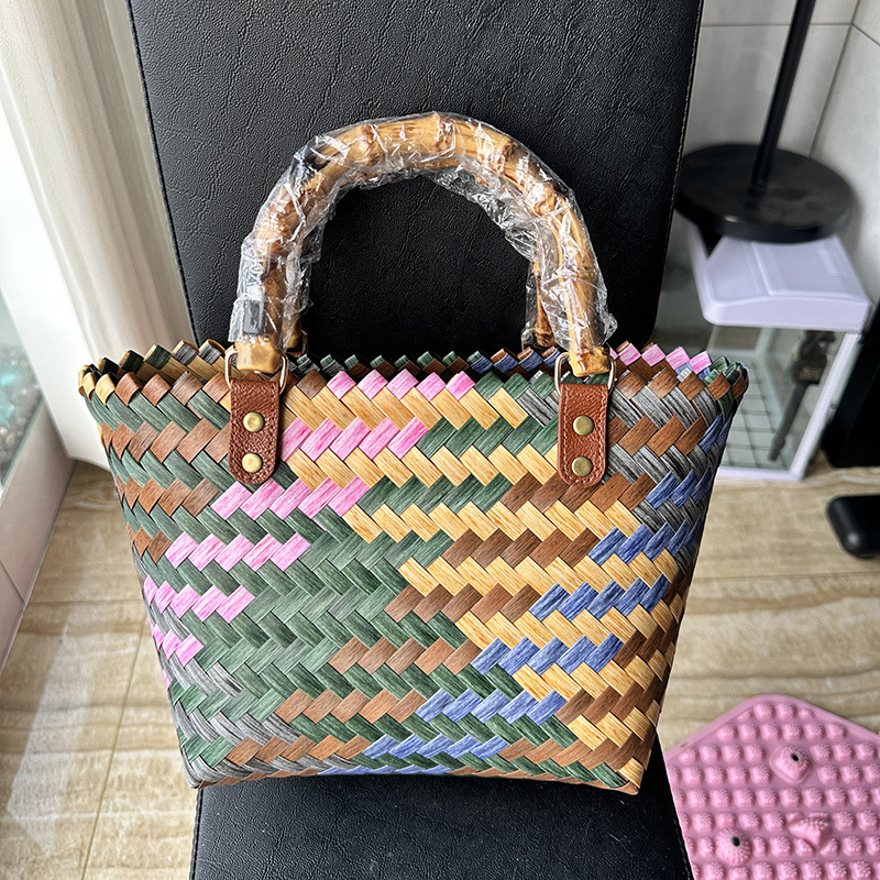 SCAESA Geantă Tote din paie, împletită, pentru utilizare zilnică – lansare primăvara 2024