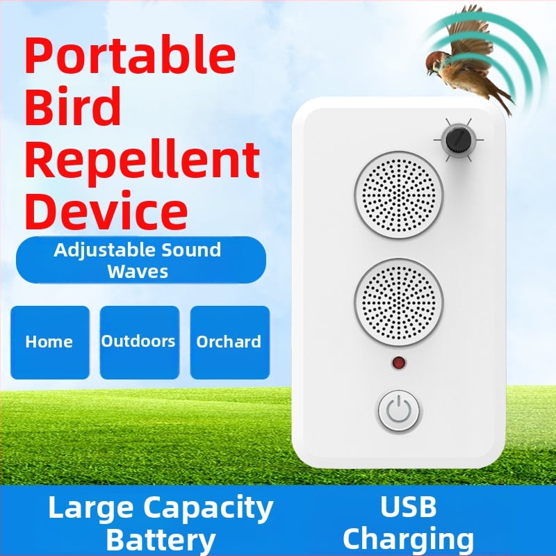 Repeller ultrasonor reîncărcabil pentru păsări și animale mici, formă pătrată, 5.0V, putere 1–3