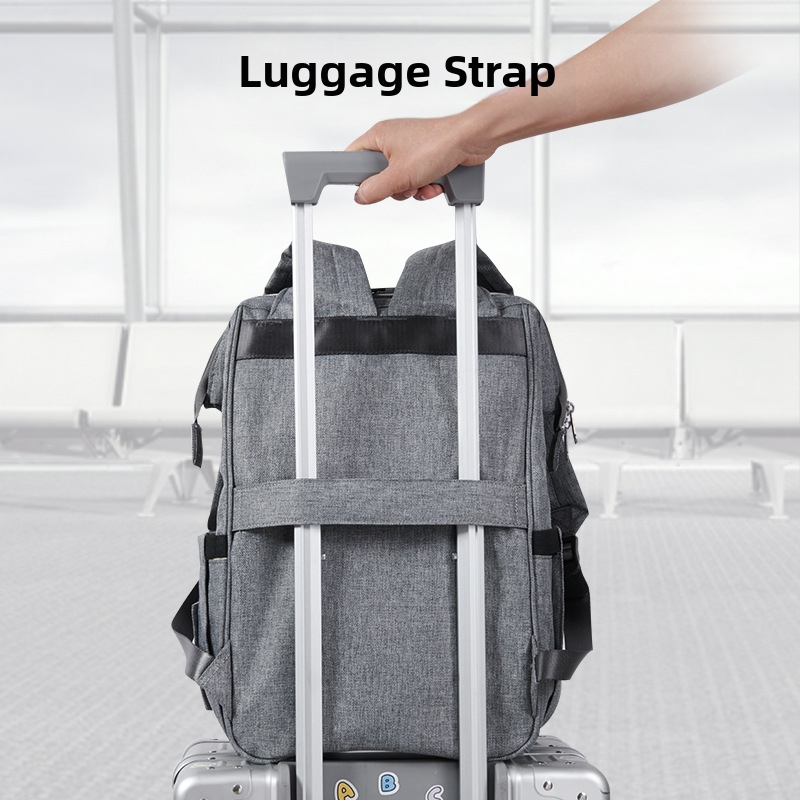 Mamos kuprinė – poliesteris, atspari vandeniui, sausas–drėgnas atskyrimas, maksimalus apkrova 15–20 kg, matmenys 42×27×8 cm