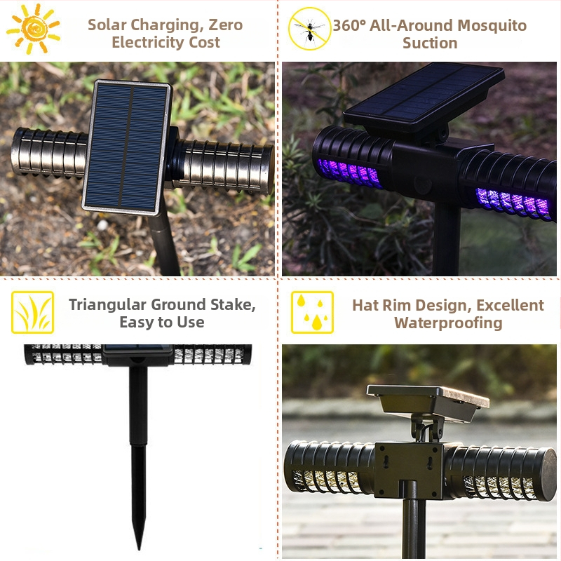 LED lampa na likvidáciu komárov, vonkajšia vodotesná, vstavaná batéria, pokrytie 11–20 m², nabíjanie 5–8 h
