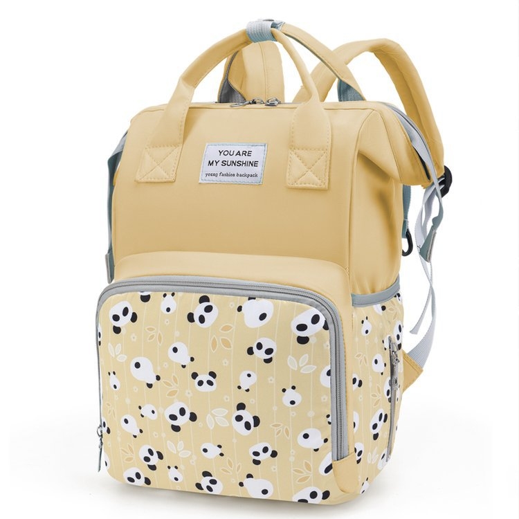 Rucsac maternitate, capacitate mare, compartimente multiple, separare uscat/umed, material Oxford, căptușeală poliester, curele cu pernă de aer (Oxford material; separare uscat-umed; desene anime)