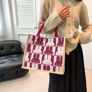 Kabelka na rameno z bavlny a ľanu, mestský štýl, vodorovný štvorcový tvar, magnetické zapínanie, vnútorná kapsa so zipsom