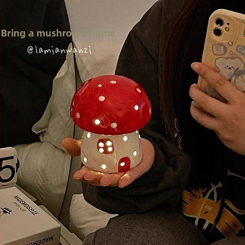 Nočná lampa tvaru huby so saténovou kvetinou, model 985, bez personalizácie