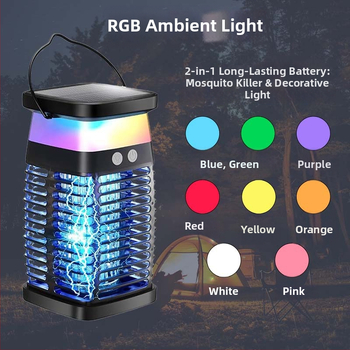 Elektrikus szúnyogirtó lámpa - falra szerelhető, újratölthető, UV-fény csapda, 1500 mAh akkumulátor, 5V kimenet