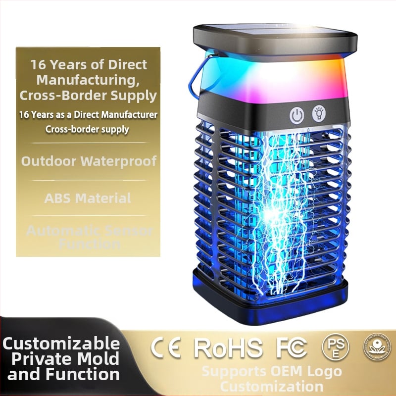 Elektrikus szúnyogirtó lámpa - falra szerelhető, újratölthető, UV-fény csapda, 1500 mAh akkumulátor, 5V kimenet