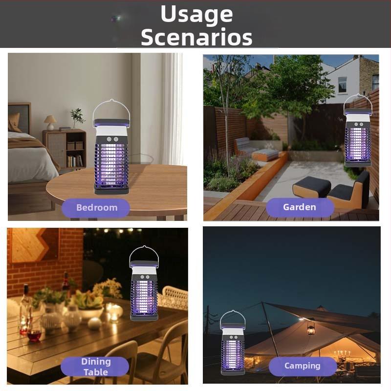 Elektrikus szúnyogirtó lámpa - falra szerelhető, újratölthető, UV-fény csapda, 1500 mAh akkumulátor, 5V kimenet