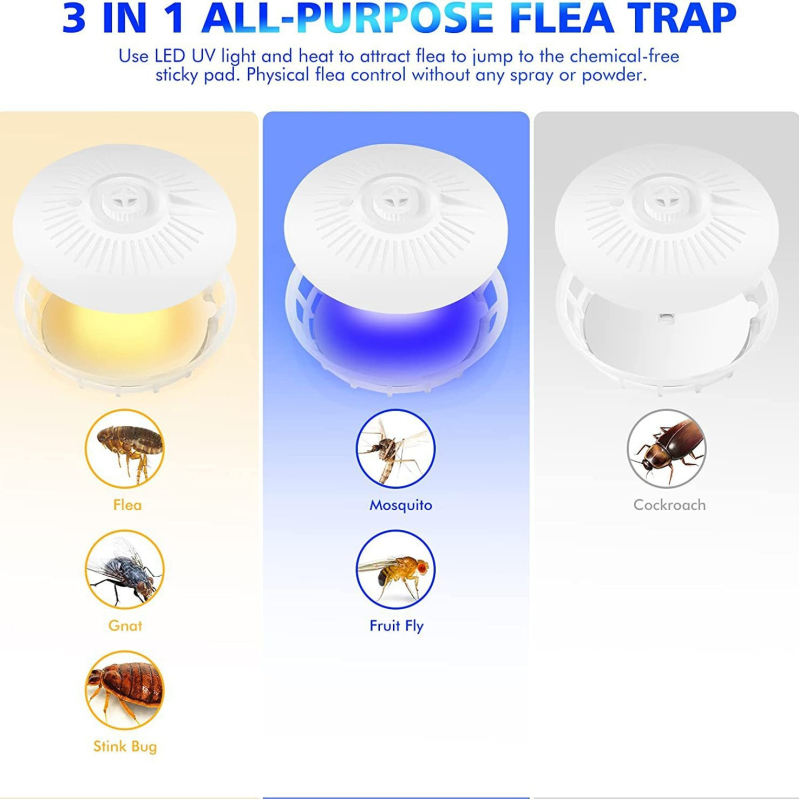 Lovač komaraca i buha s LED svjetlom, ljepiljasti kapak, vanjski prijenosni, pokrivenost 61 m²+, rotacija 0–180°, višestruko podešavanje