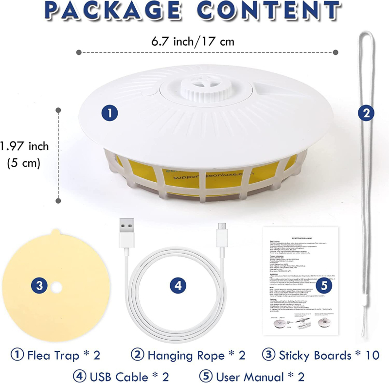 Lovač komaraca i buha s LED svjetlom, ljepiljasti kapak, vanjski prijenosni, pokrivenost 61 m²+, rotacija 0–180°, višestruko podešavanje