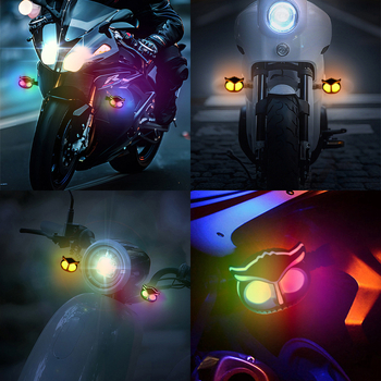 Pelėdos formos 12V motociklo LED posūkio žibintas ir dienos šviesos su tekančio vandens efektu, modelis motor272, tinkamas motociklais ir elektrinėms transporto priemonėms