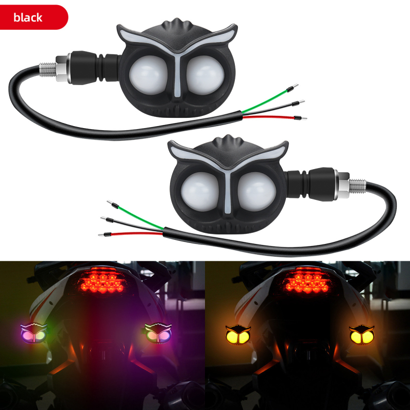 Pelėdos formos 12V motociklo LED posūkio žibintas ir dienos šviesos su tekančio vandens efektu, modelis motor272, tinkamas motociklais ir elektrinėms transporto priemonėms