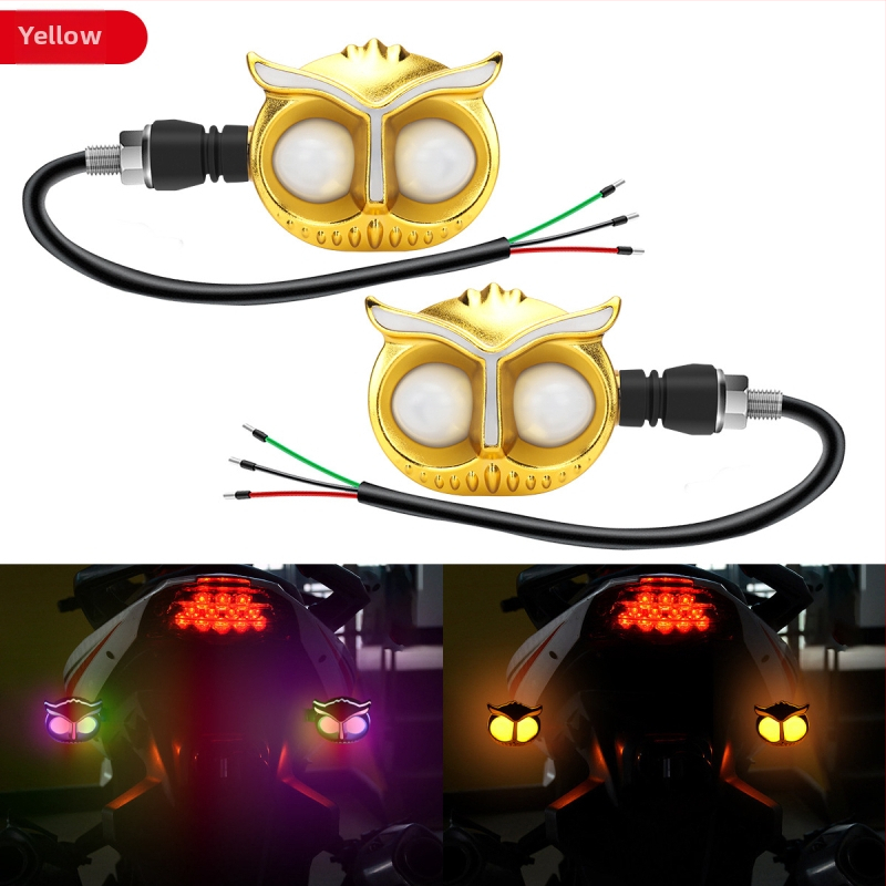 Pelėdos formos 12V motociklo LED posūkio žibintas ir dienos šviesos su tekančio vandens efektu, modelis motor272, tinkamas motociklais ir elektrinėms transporto priemonėms