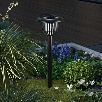 Kültéri napelemes szúnyogirtó lámpa — elektromos sokk, LED csali, fényérzékelő, földre történő telepítés, 1500 mAh akkumulátor