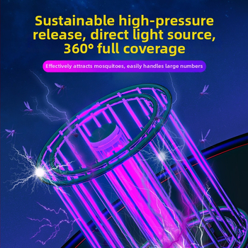 Kültéri napelemes szúnyogirtó lámpa — elektromos sokk, LED csali, fényérzékelő, földre történő telepítés, 1500 mAh akkumulátor