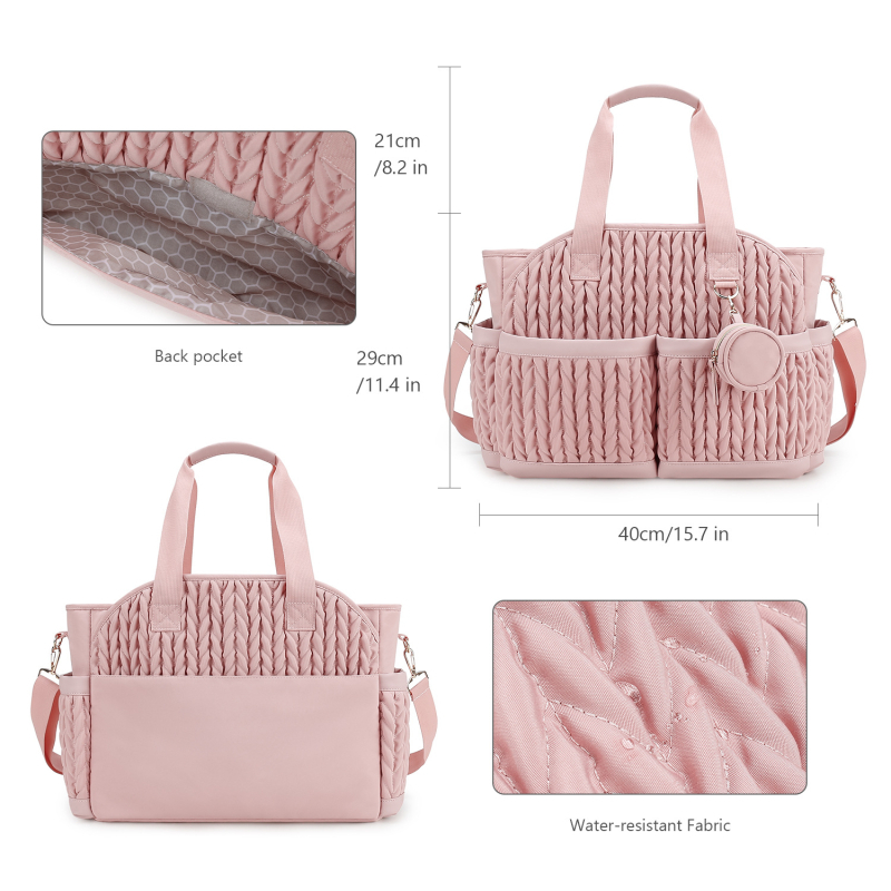 Torba za mamu s quiltiranim izšivanjem, preko ramena, poliester, gradski minimalistički stil, jednobojni uzorak, prozračna, toplinska izolacija, naramenica s jastukom