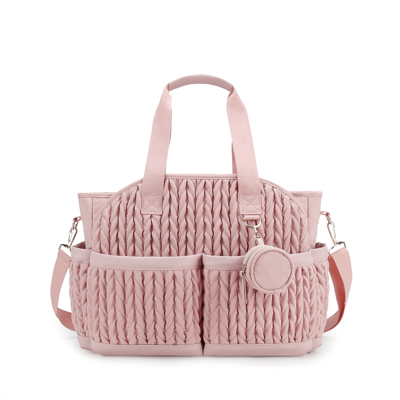 Torba za mamu s quiltiranim izšivanjem, preko ramena, poliester, gradski minimalistički stil, jednobojni uzorak, prozračna, toplinska izolacija, naramenica s jastukom