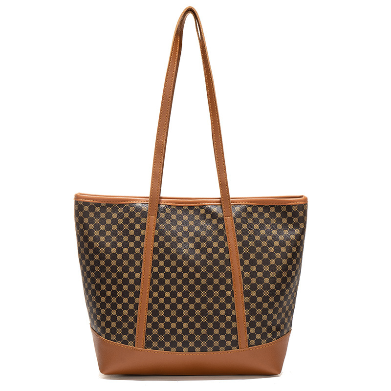 Geantă Tote în stil coreean 2023, capacitate mare, brodată și imprimată, geantă de umăr pentru mamă (material PU, formă verticală pătrată, închidere cu fermoar, buzunar interior cu fermoar, buzunar pentru telefon, curele duble)
