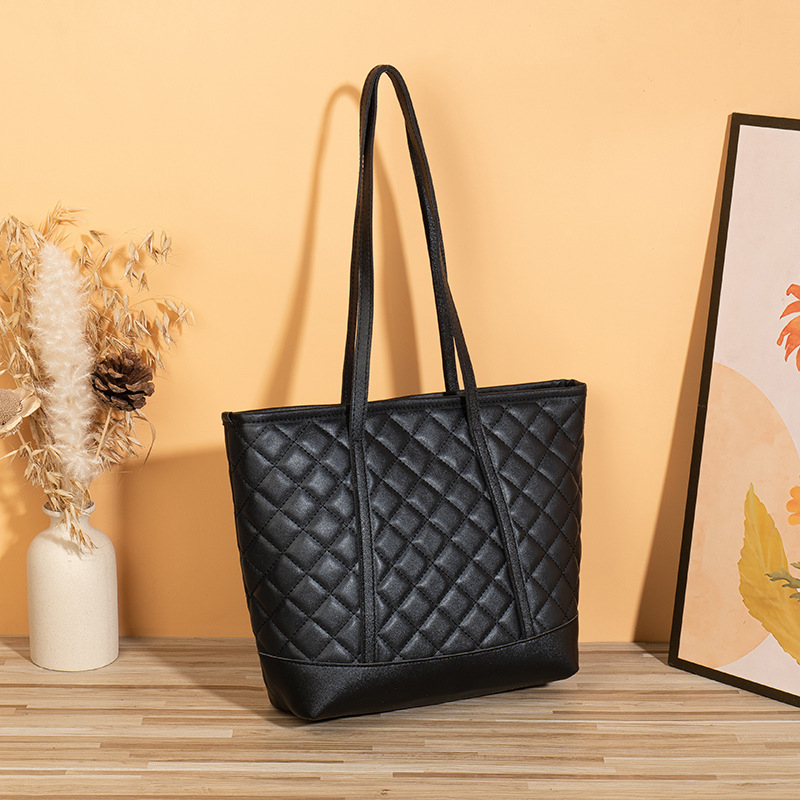 Geantă Tote în stil coreean 2023, capacitate mare, brodată și imprimată, geantă de umăr pentru mamă (material PU, formă verticală pătrată, închidere cu fermoar, buzunar interior cu fermoar, buzunar pentru telefon, curele duble)
