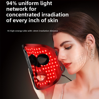 Masca facială cu LED foton pentru acasă – mască din silicon AKJ, baterie încorporată 1200–2000 mAh, aparat portabil de terapie cu lumină pentru reducerea ridurilor, rejuvenarea pielii și iluminarea.