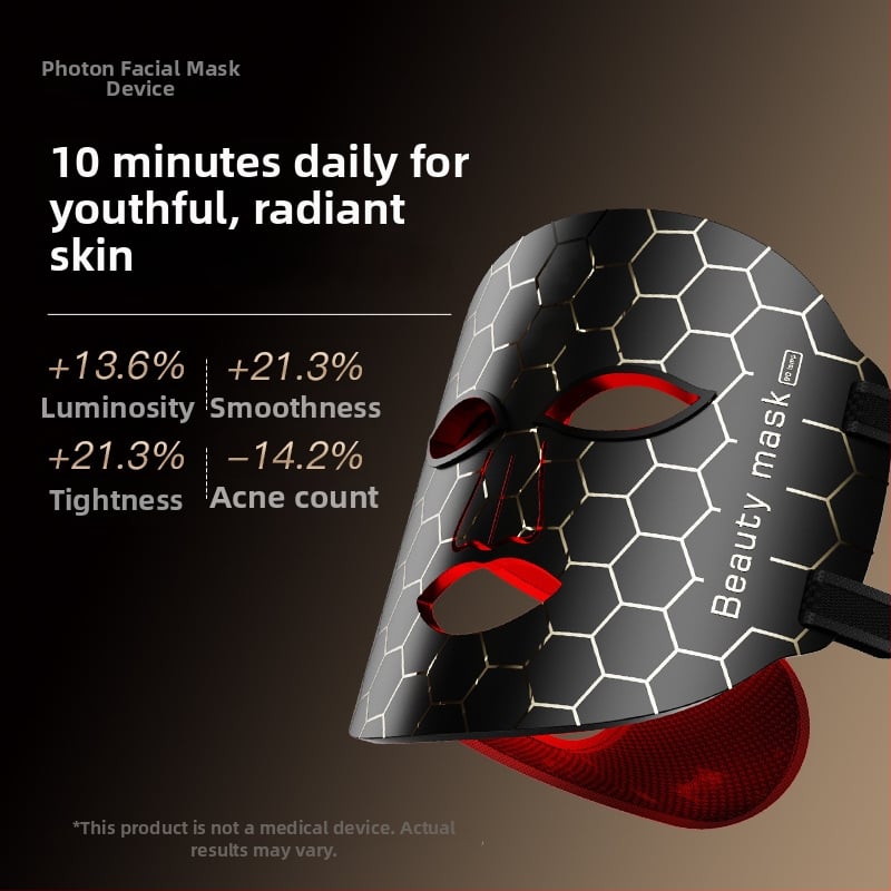 Masca facială cu LED foton pentru acasă – mască din silicon AKJ, baterie încorporată 1200–2000 mAh, aparat portabil de terapie cu lumină pentru reducerea ridurilor, rejuvenarea pielii și iluminarea.