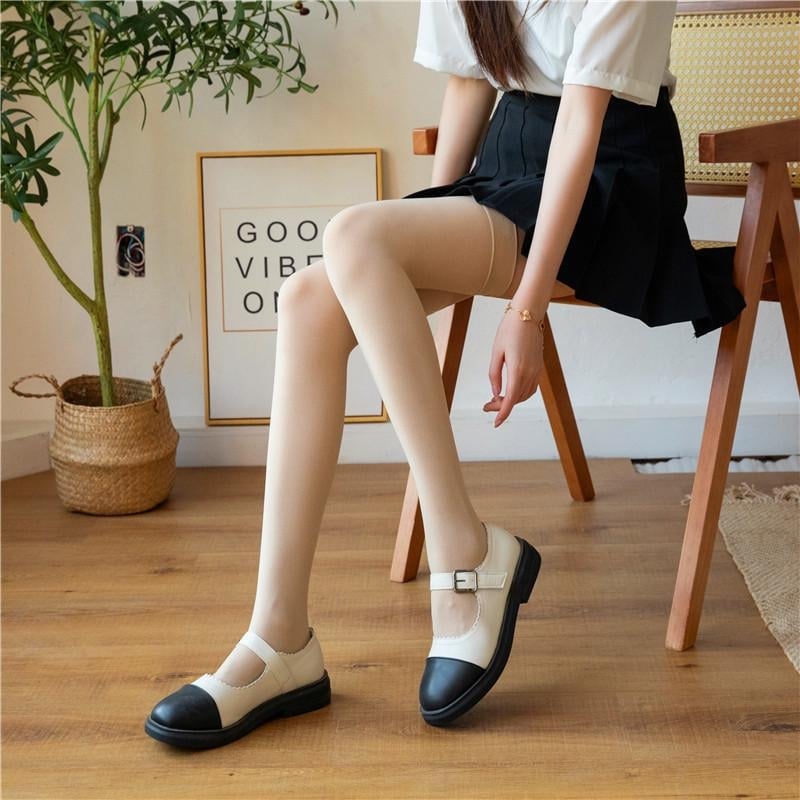 Кадифени чорапи до коляното, дълъг тунел, невидими, 120D денир, найлон