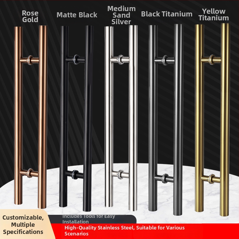 Slīdošo durvju rokturis no nerūsējošā tērauda, piemērots stikla un koka durvīm ar rāmi, modelis 002, mūsdienīgs minimālisms