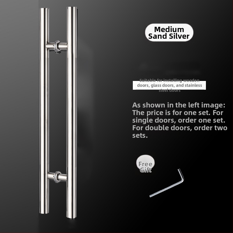 Slīdošo durvju rokturis no nerūsējošā tērauda, piemērots stikla un koka durvīm ar rāmi, modelis 002, mūsdienīgs minimālisms