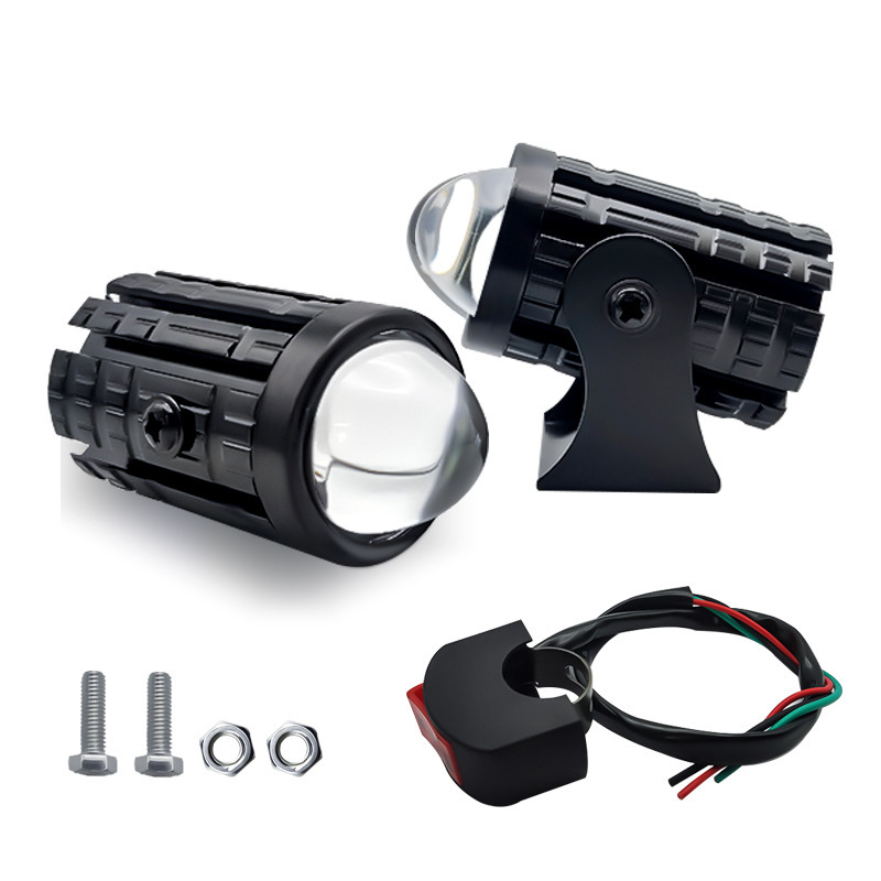 LED прожектор за мотоциклет с двуцветен лъч - вход 12-80V, 8000 lm, 10 W, IP65, алуминиева сплав