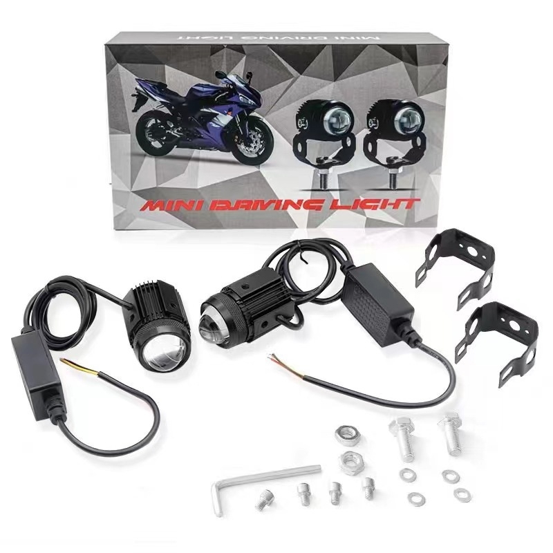 LED прожектор за мотоциклет с двуцветен лъч - вход 12-80V, 8000 lm, 10 W, IP65, алуминиева сплав