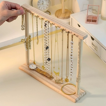 Držač za ogrlice, masivno drvo, modularni, jednoetažni, umjetnički stil