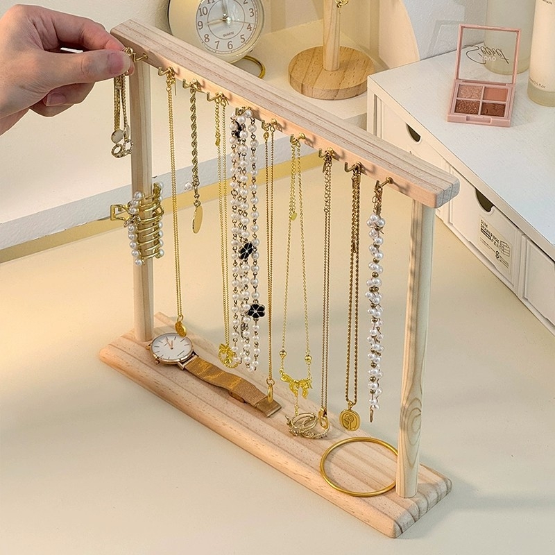 Držač za ogrlice, masivno drvo, modularni, jednoetažni, umjetnički stil